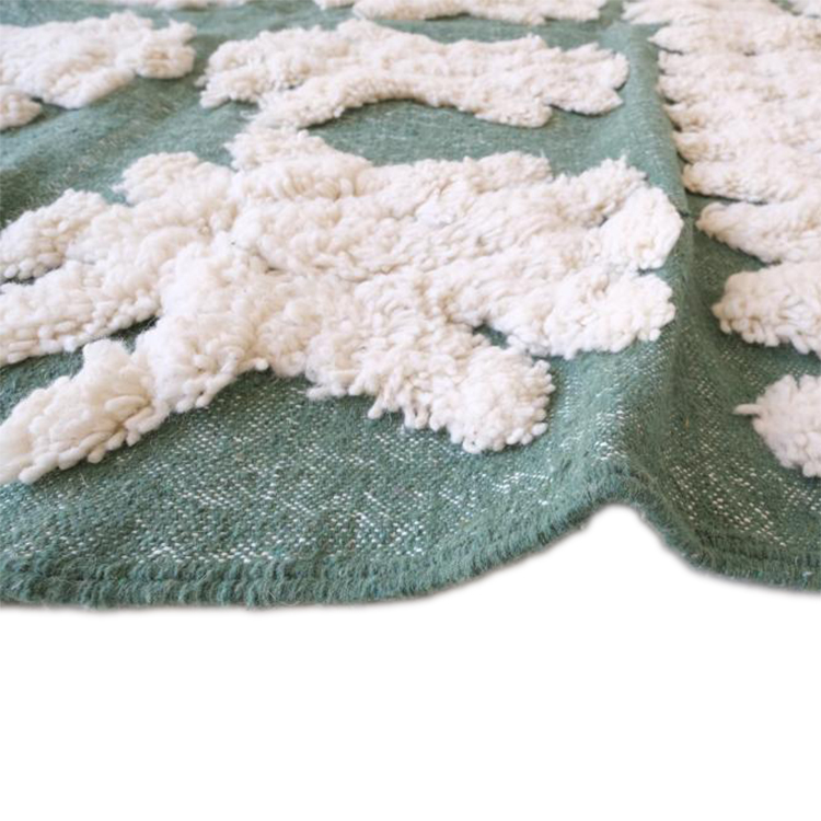 Moroccan custom rug from Beni Ourain, Wool and Thread, White