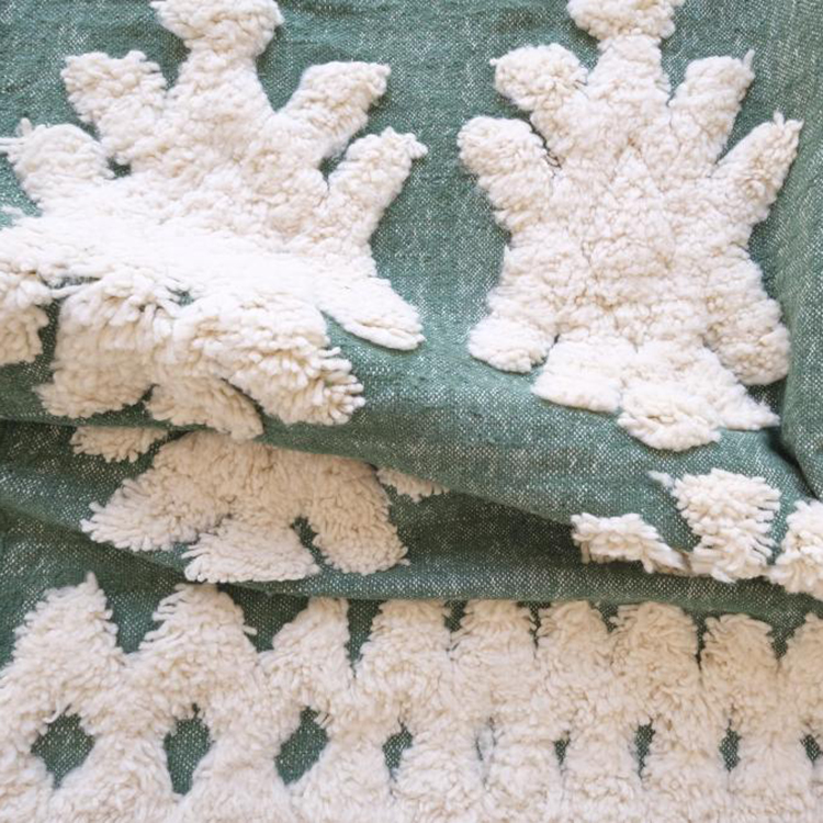 Moroccan custom rug from Beni Ourain, Wool and Thread, White