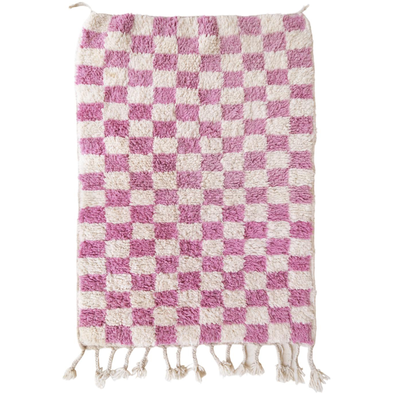 Moroccan custom rug from Beni Ourain, Wool and Thread, Pink