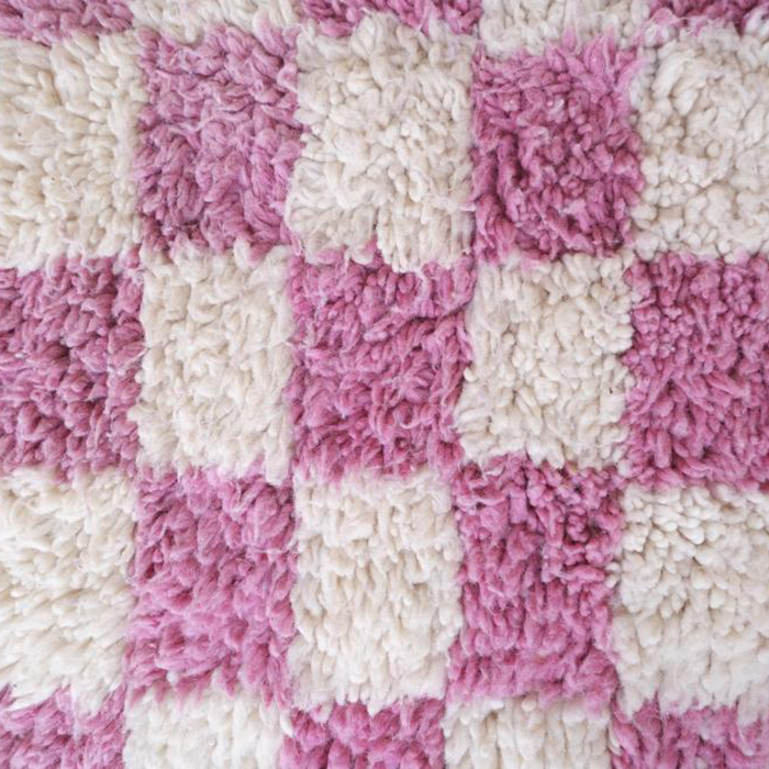 Moroccan custom rug from Beni Ourain, Wool and Thread, Pink