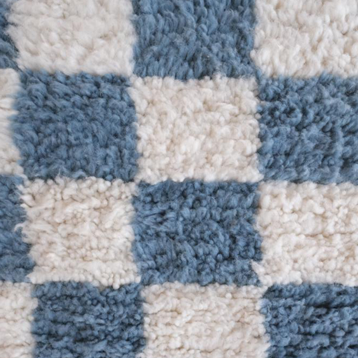 Moroccan custom rug from Beni Ourain, Wool and Thread, Blue