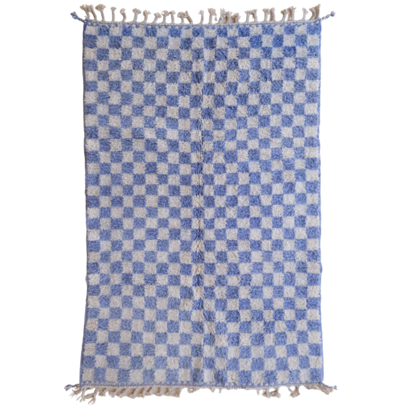 Moroccan custom rug from Beni Ourain, Wool and Thread, Blue