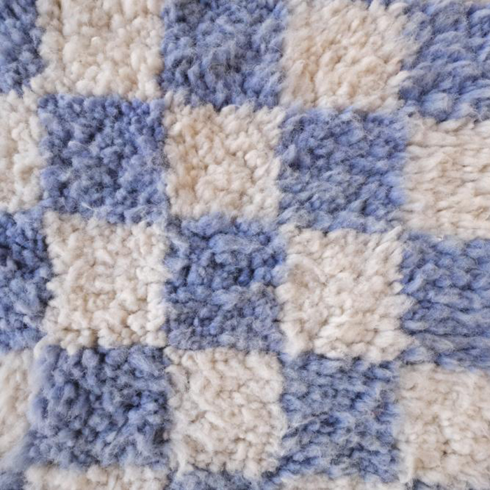 Moroccan custom rug from Beni Ourain, Wool and Thread, Blue