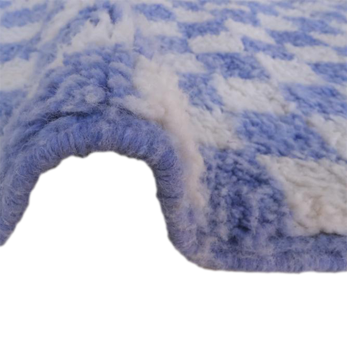 Moroccan custom rug from Beni Ourain, Wool and Thread, Blue