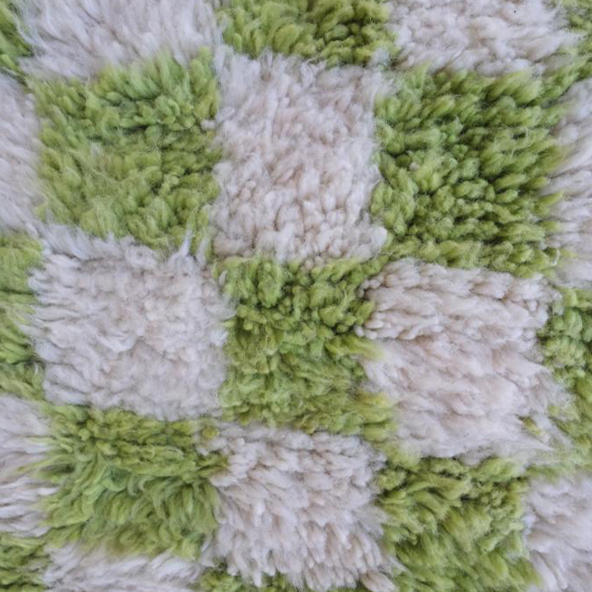 Moroccan custom rug from Beni Ourain, Wool and Thread, Green