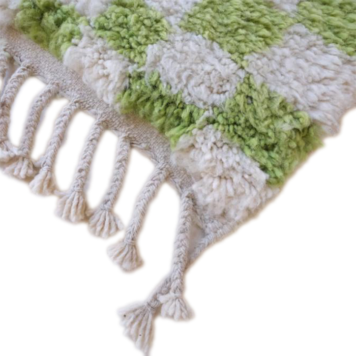 Moroccan custom rug from Beni Ourain, Wool and Thread, Green