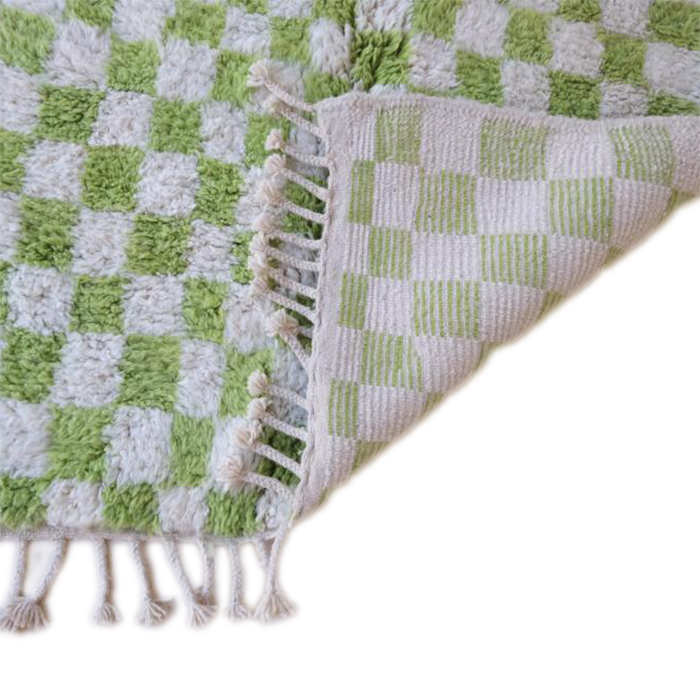 Moroccan custom rug from Beni Ourain, Wool and Thread, Green