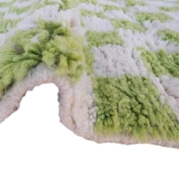 Moroccan custom rug from Beni Ourain, Wool and Thread, Green