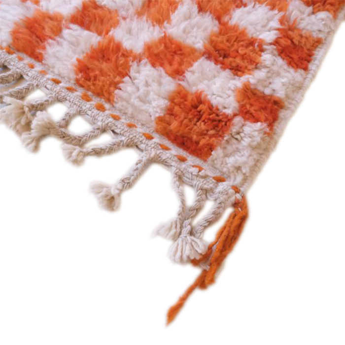 Moroccan custom rug from Beni Ourain, Wool and Thread, Orange