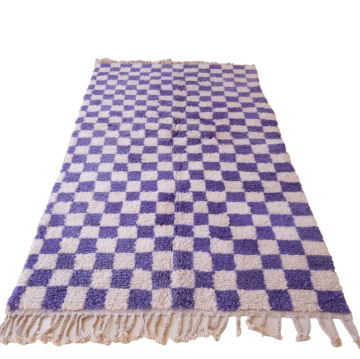 Moroccan custom rug from Beni Ourain, Wool and Thread, Blue