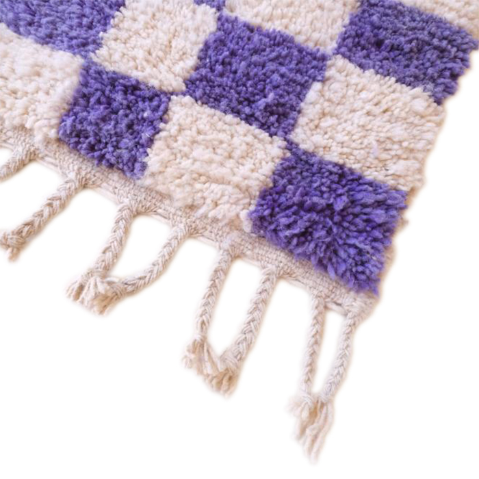 Moroccan custom rug from Beni Ourain, Wool and Thread, Blue