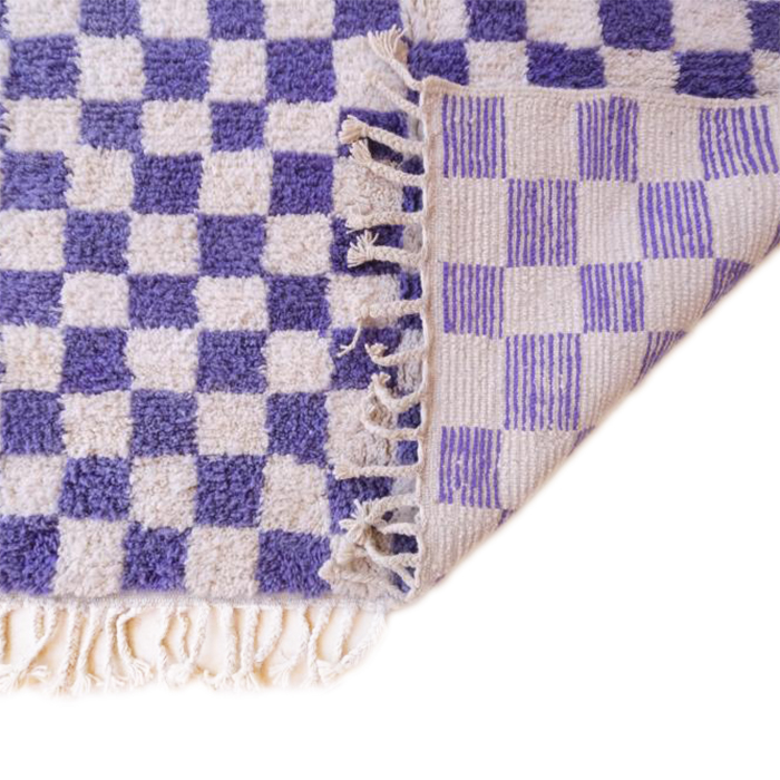 Moroccan custom rug from Beni Ourain, Wool and Thread, Blue