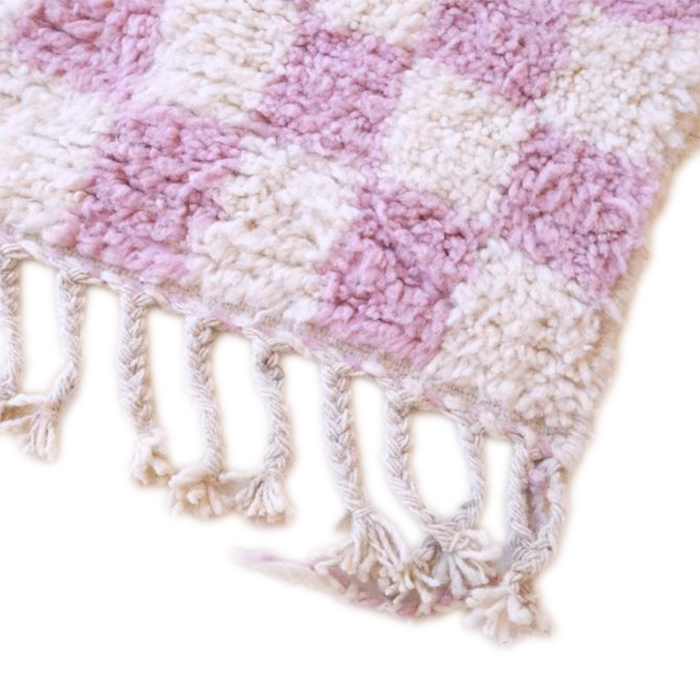 Moroccan custom rug from Beni Ourain, Wool and Thread, Pink