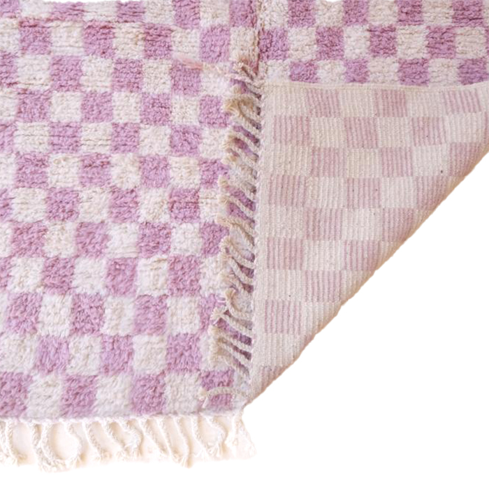 Moroccan custom rug from Beni Ourain, Wool and Thread, Pink