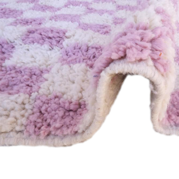 Moroccan custom rug from Beni Ourain, Wool and Thread, Pink