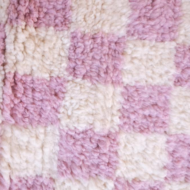Moroccan custom rug from Beni Ourain, Wool and Thread, Pink