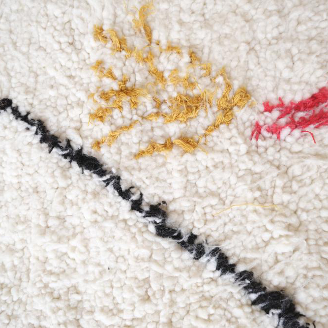 Moroccan custom rug from Beni Ourain, Wool and Thread, White