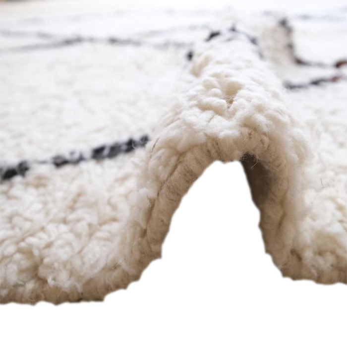 Moroccan custom rug from Beni Ourain, Wool and Thread, White