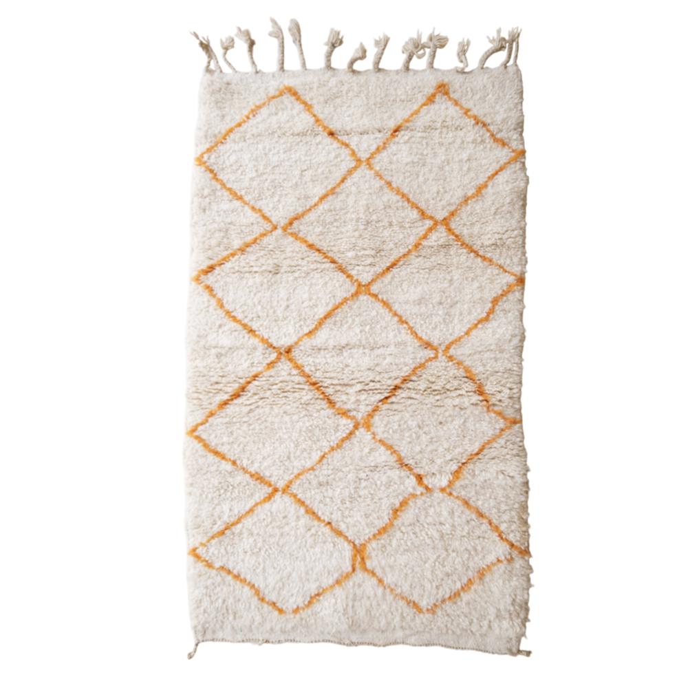 Moroccan custom rug from Beni Ourain, Wool and Thread, Orange