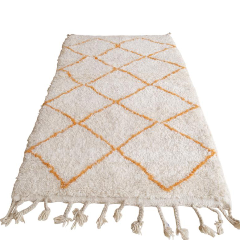 Moroccan custom rug from Beni Ourain, Wool and Thread, Orange