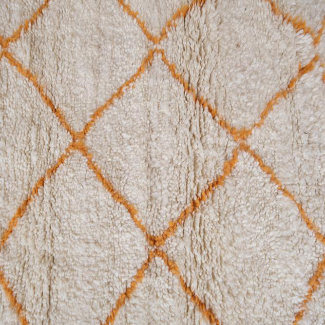 Moroccan custom rug from Beni Ourain, Wool and Thread, Orange