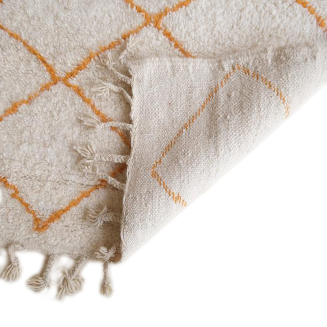 Moroccan custom rug from Beni Ourain, Wool and Thread, Orange