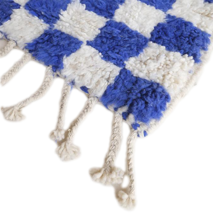 Moroccan custom rug from Beni Ourain, Wool and Thread, Blue