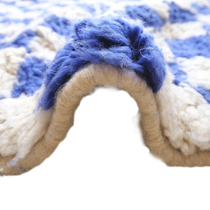 Moroccan custom rug from Beni Ourain, Wool and Thread, Blue