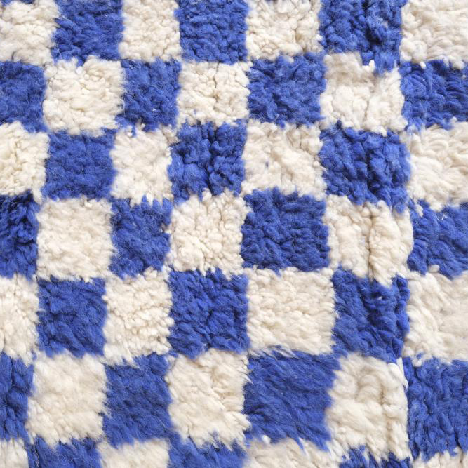 Moroccan custom rug from Beni Ourain, Wool and Thread, Blue