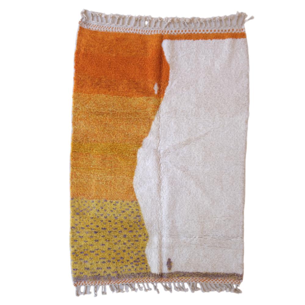 Moroccan custom rug from Beni Ourain, Wool and Thread, White