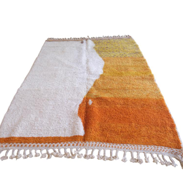 Moroccan custom rug from Beni Ourain, Wool and Thread, White