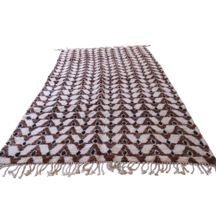 Moroccan custom rug from Beni Ourain, Wool and Thread, Brown