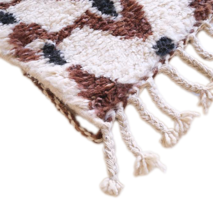 Moroccan custom rug from Beni Ourain, Wool and Thread, Brown