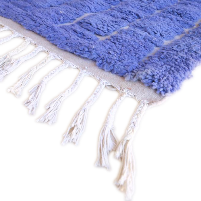 Moroccan custom rug from Beni Ourain, Wool and Thread, Blue