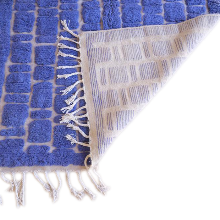 Moroccan custom rug from Beni Ourain, Wool and Thread, Blue