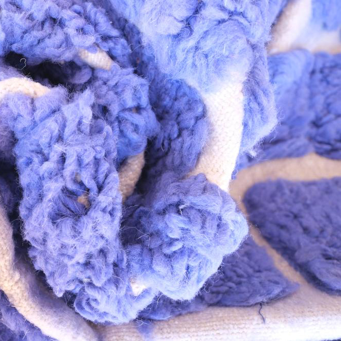 Moroccan custom rug from Beni Ourain, Wool and Thread, Blue