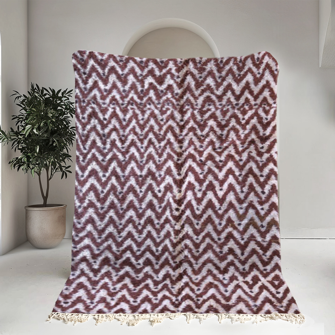 Moroccan custom rug from Beni Ourain, Wool and Thread, Brown
