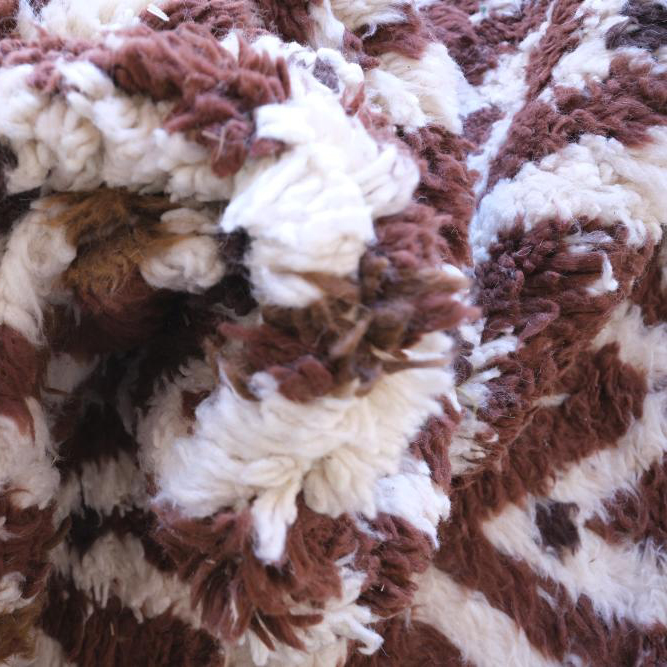 Moroccan custom rug from Beni Ourain, Wool and Thread, Brown