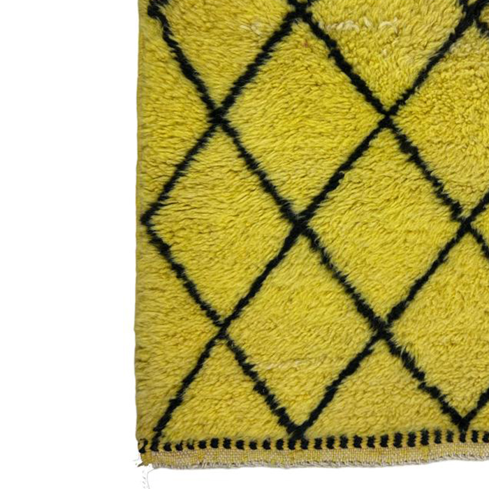 Moroccan custom rug from Beni Ourain, Wool and Thread, Yellow