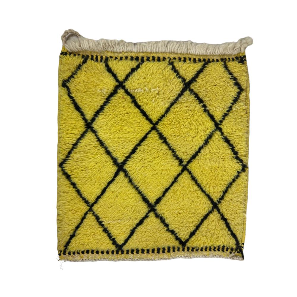 Moroccan custom rug from Beni Ourain, Wool and Thread, Yellow