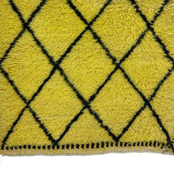 Moroccan custom rug from Beni Ourain, Wool and Thread, Yellow