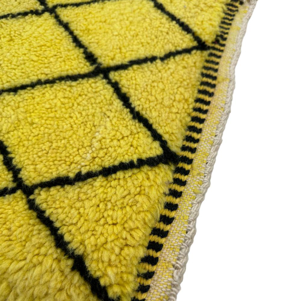 Moroccan custom rug from Beni Ourain, Wool and Thread, Yellow