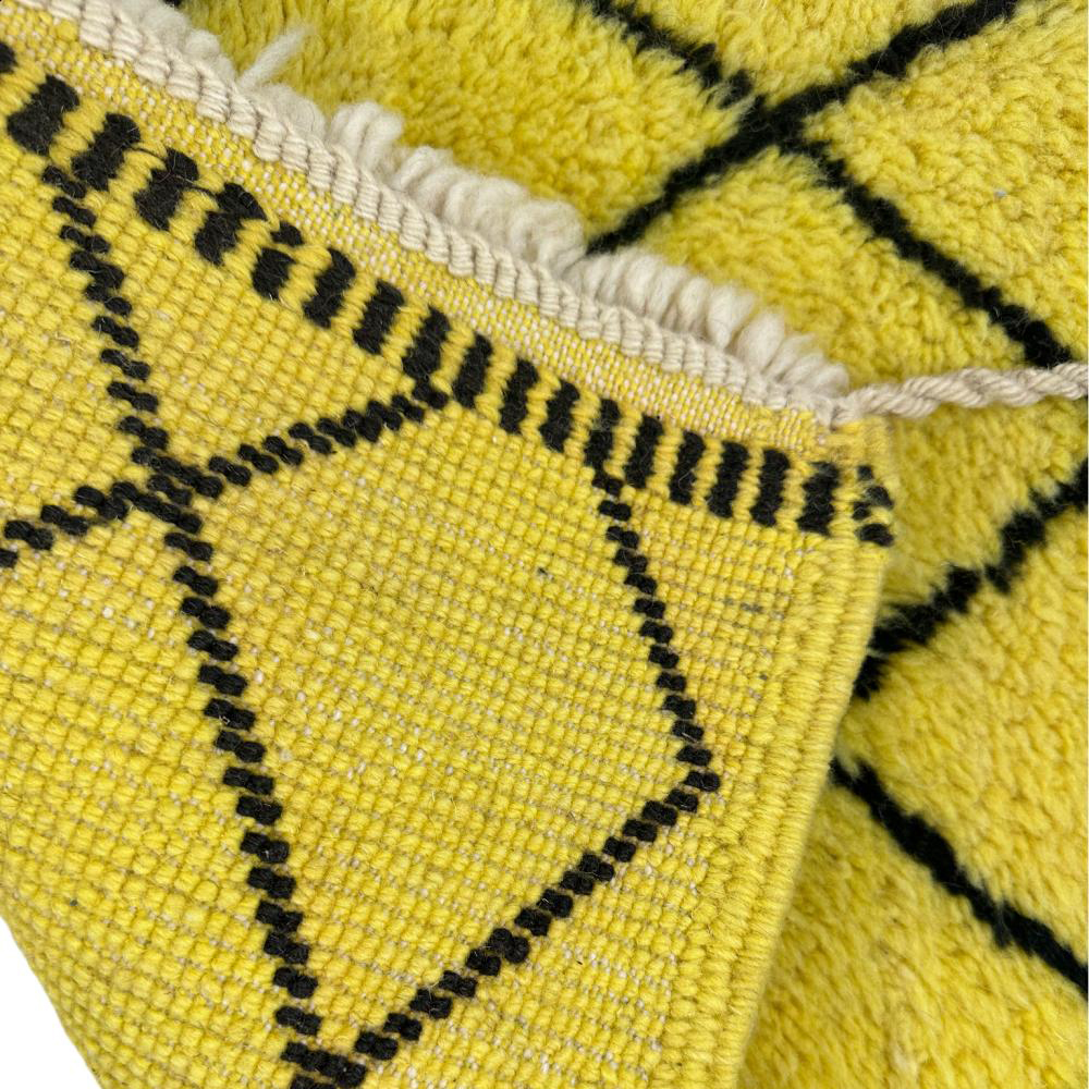 Moroccan custom rug from Beni Ourain, Wool and Thread, Yellow