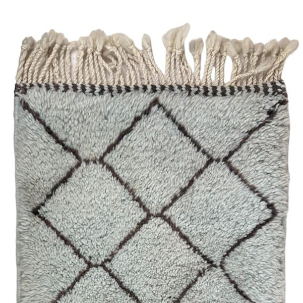 Moroccan custom rug from Beni Ourain, Wool and Thread, White