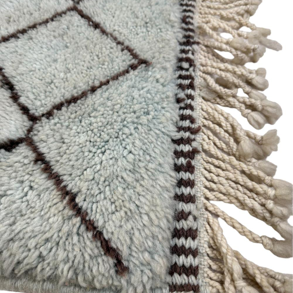 Moroccan custom rug from Beni Ourain, Wool and Thread, White