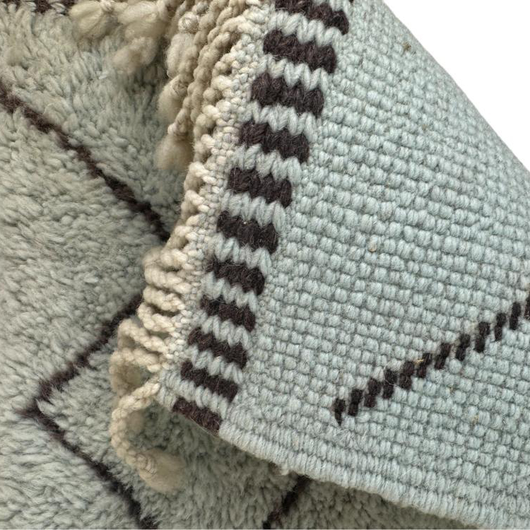 Moroccan custom rug from Beni Ourain, Wool and Thread, White