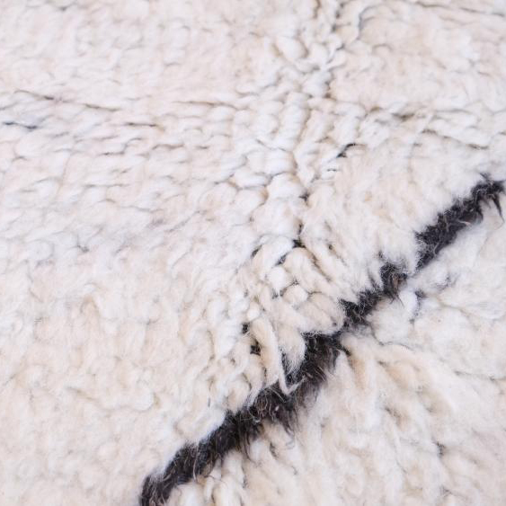 Moroccan custom rug from Beni Ourain, Wool and Thread, black and white