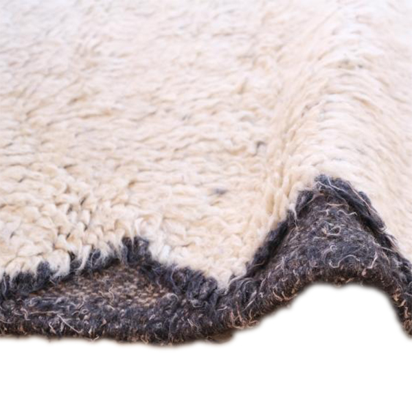Moroccan custom rug from Beni Ourain, Wool and Thread, black and white