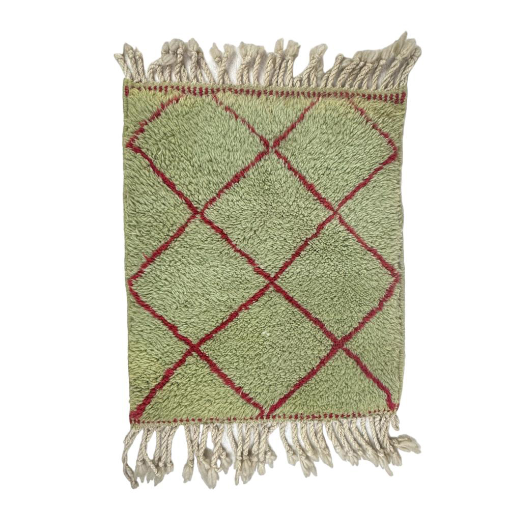 Moroccan custom rug from Beni Ourain, Wool and Thread, Green