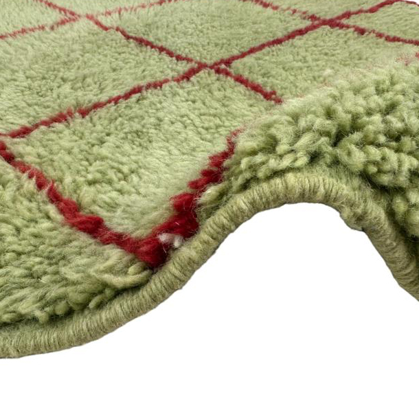 Moroccan custom rug from Beni Ourain, Wool and Thread, Green